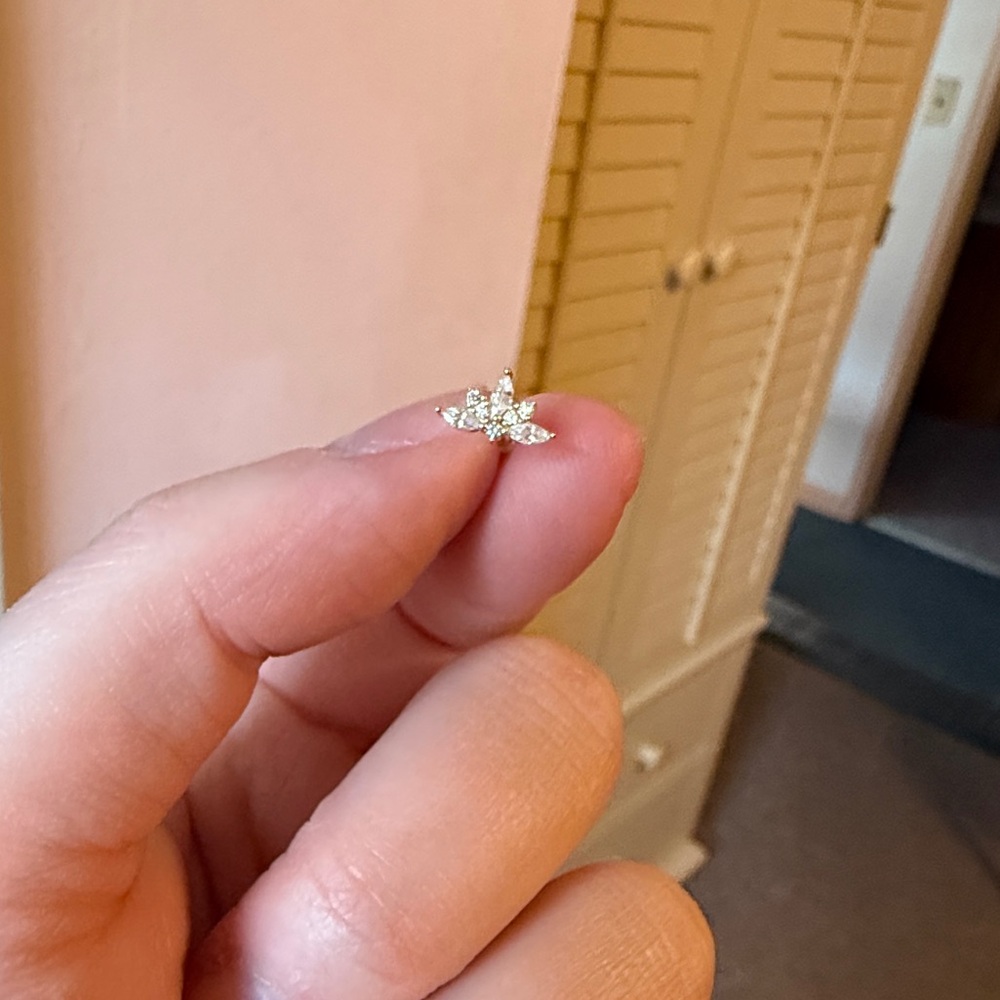 14k Solid gold Marquise Wing Climber Stud Earring